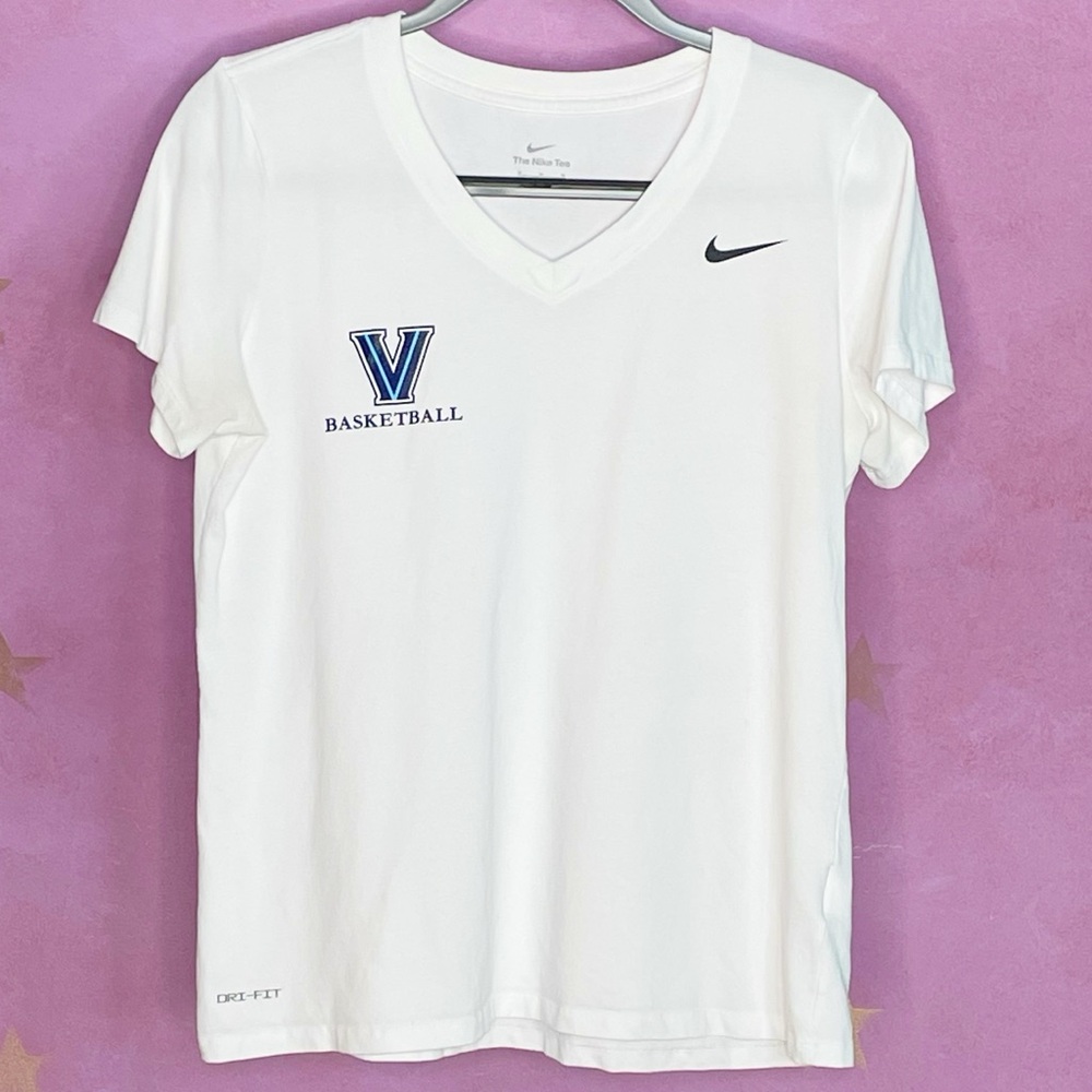Nike White Villanova University Short Sleeve T-Shirt Size M Jon Runyan